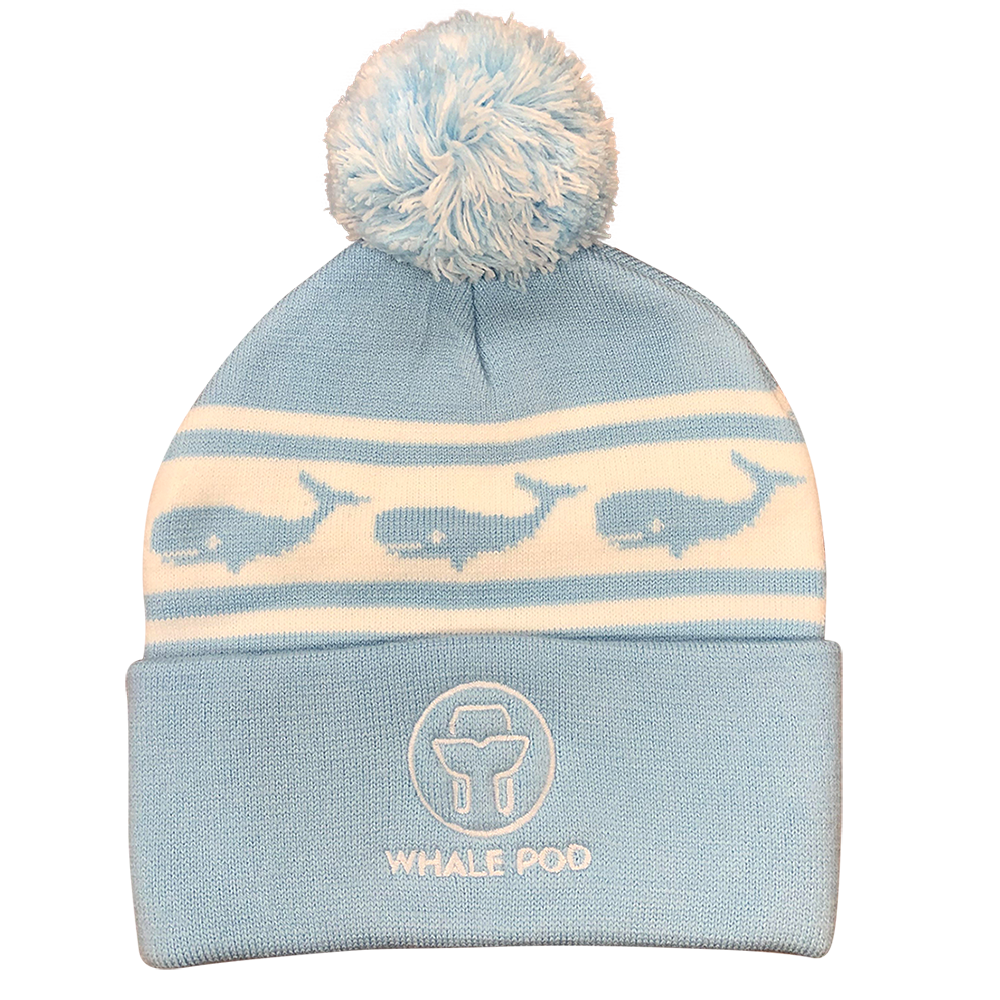 beanie pom pom with whales